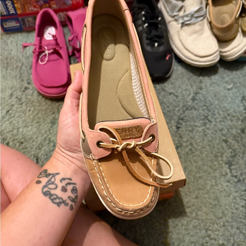 Sperry Women's Sneakers in Pink and Tan - Picture 3 of 5
